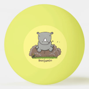 Cute baby rhino cartoon illustratie pingpongballen