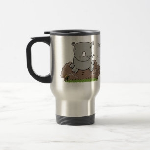Cute baby rhino cartoon illustratie reisbeker