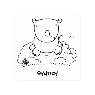 Cute baby rhino cartoon illustratie rubberstempel