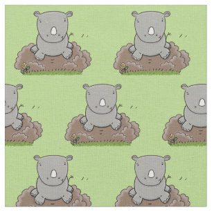 Cute baby rhino cartoon illustratie stof