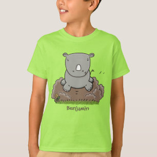 Cute baby rhino cartoon illustratie t-shirt