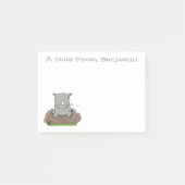 Cute baby rhino green cartoon illustratie post-it® notes (Voorkant)