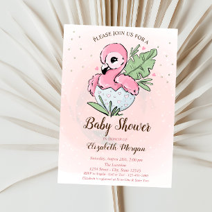 Cute Baby Roze Flamingo Sterren Baby Shower  Kaart