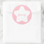 Cute Baby roze ster Aangepaste naam ticker Ronde Sticker (Tas)