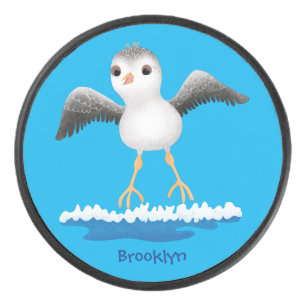 Cute baby sandpiper cartoon illustratie hockey puck