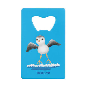 Cute baby sandpiper cartoon illustratie kredietkaart flessenopener