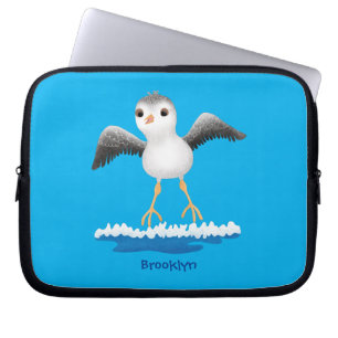 Cute baby sandpiper cartoon illustratie laptop sleeve