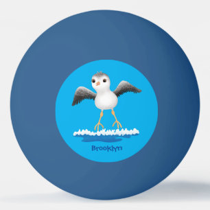 Cute baby sandpiper cartoon illustratie pingpongballen