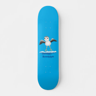 Cute baby sandpiper cartoon illustratie skateboard