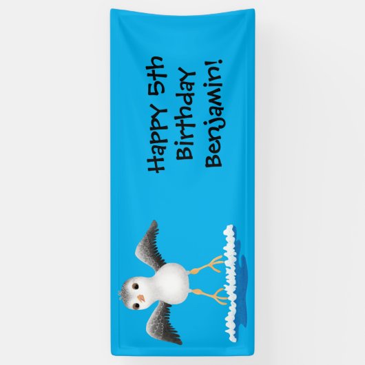 Cute baby sandpiper cartoon illustratie spandoek (Verticaal)