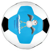 Cute baby sandpiper cartoon illustratie voetbal (Gedraaid)