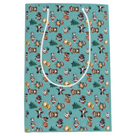 Cute Baby Santa Hat Animals Medium Cadeauzakje (Voorkant)