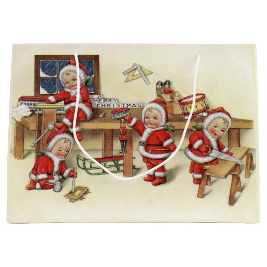 Cute Baby Santa Illustration Large Cadeautasje (Voorkant)
