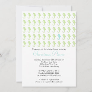 Cute Baby Seahorse Boy Baby Shower Invitations Kaart