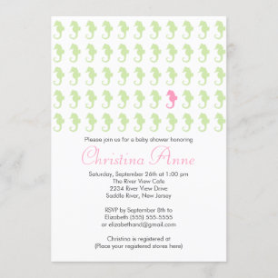 Cute Baby Seahorse Girl Baby Shower Invitations Kaart