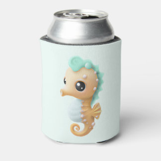 Cute baby seahorse in Blauwgroen en wit Blikjeskoeler