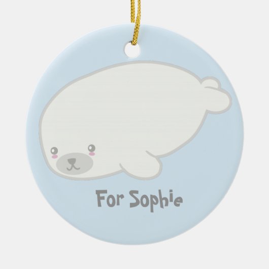 Cute Baby Seal Personalized Ornament (Voorkant)