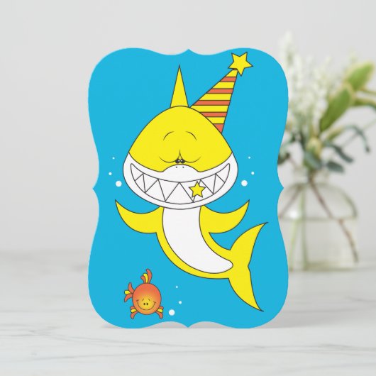 Cute Baby Shark Cartoon Kaart (Staand voorkant)
