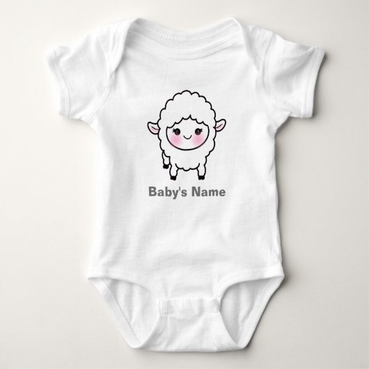 Cute Baby Sheep Lamb Personalized Baby Bodysuit (Voorkant)