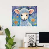 Cute Baby Sheep Poster (Thuiskantoor)