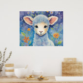 Cute Baby Sheep Poster (Keuken)
