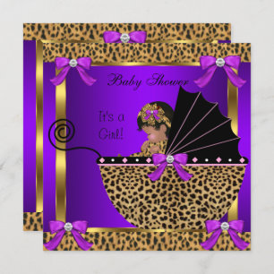 Cute Baby shower Baby Girl Leopard Paars Pink Kaart