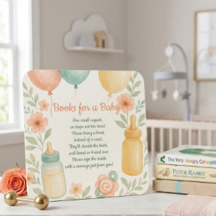 Cute Baby Shower-boeken voor Baby-bijlagekaart  Informatiekaartje