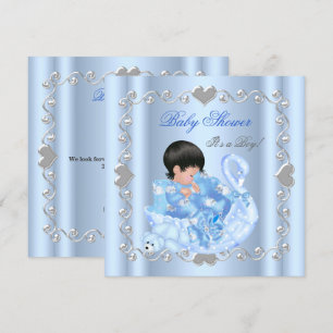 Cute Baby shower Boy Baby Blue Swan Kaart