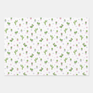Cute Baby shower Cacti Party Pattern Inpakpapier Vel