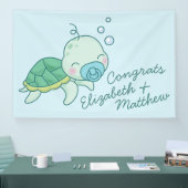 Cute Baby shower de tortue de mer Kawaii Bannière  (Salon professionnel)