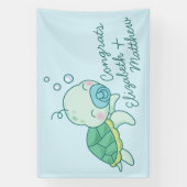 Cute Baby shower de tortue de mer Kawaii Bannière  (Verticale)