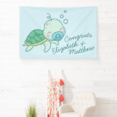 Cute Baby shower de tortue de mer Kawaii Bannière  (Insitu)