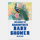 Cute Baby shower Floral Peacock Bienvenue Froid (Recto)