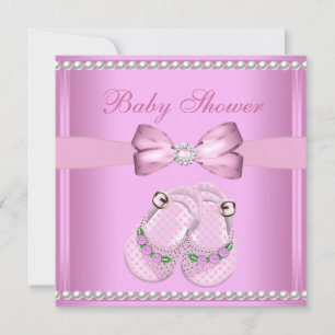 Cute Baby shower Girl Baby Pink Booties Pearl Kaart