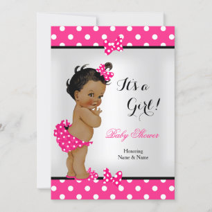 Cute Baby shower Girl Hot Pink Black Ethnic Kaart