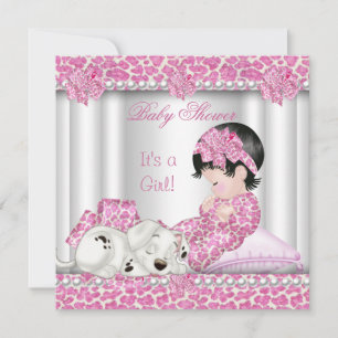 Cute Baby shower Girl Pink Leopard Kaart