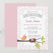 Cute Baby shower Invitation Pastel Pink Kaart (Voorkant / Achterkant)