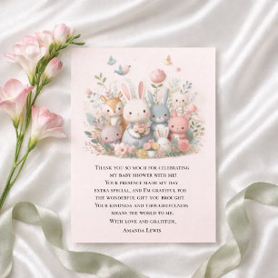 Cute Baby Shower Pastel Whimsy Dieren Bedankkaart