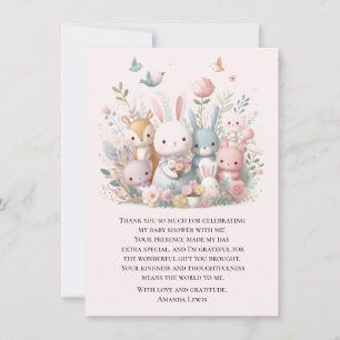 Cute Baby Shower Pastel Whimsy Dieren  Bedankkaart
