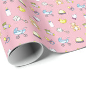 Cute baby shower patroon cadeaupapier (Rol Hoek)