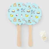 Cute baby shower patroon handwaaier (Voorkant en achterkant)