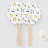Cute baby shower patroon handwaaier (Voorkant en achterkant)
