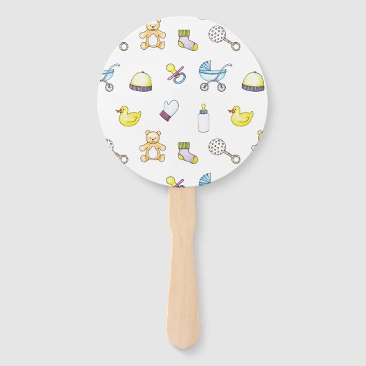 Cute baby shower patroon handwaaier (Voorkant)