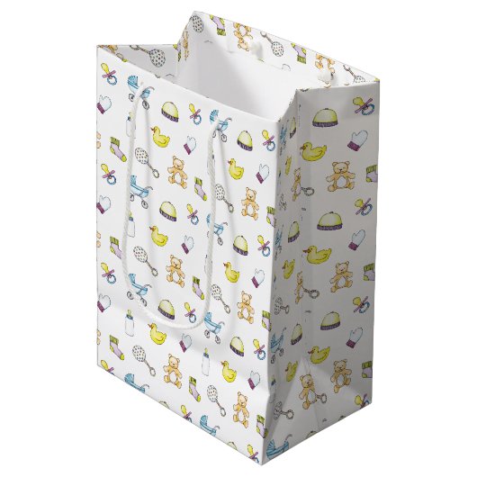 Cute baby shower patroon medium cadeauzakje (Voorkant Gekanteld)