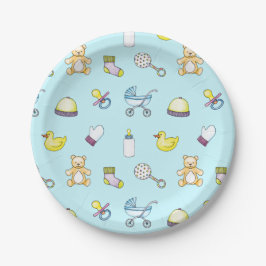 Cute baby shower patroon papieren bordje