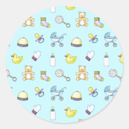 Cute baby shower patroon ronde sticker