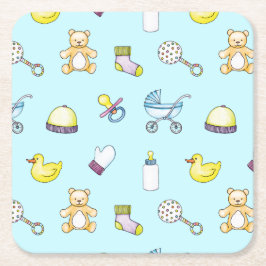 Cute baby shower patroon vierkante kartonnen onderzetter