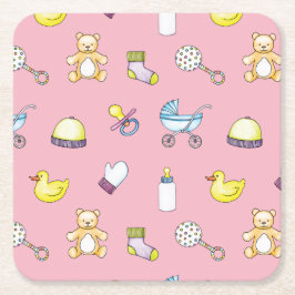 Cute baby shower patroon vierkante kartonnen onderzetter