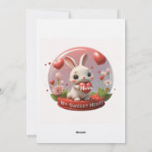Cute Baby Shower Rabbit Sweetheart Valentine Kaart (Achterkant)