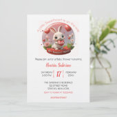 Cute Baby Shower Rabbit Sweetheart Valentine Kaart (Staand voorkant)